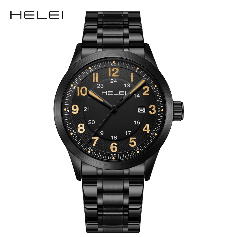 

HELEI Fashion new sports casual quartz watch date luminous stainless strap men's wristwatch