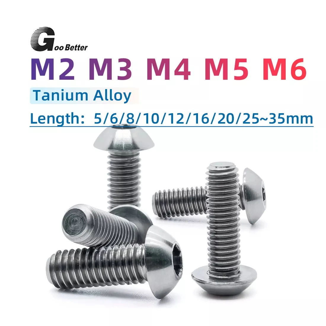 

TC4 Titanium Dome Button Head Bolts M2 M3 M4 M5 M6 GR5 Allen Key Socket Screws
