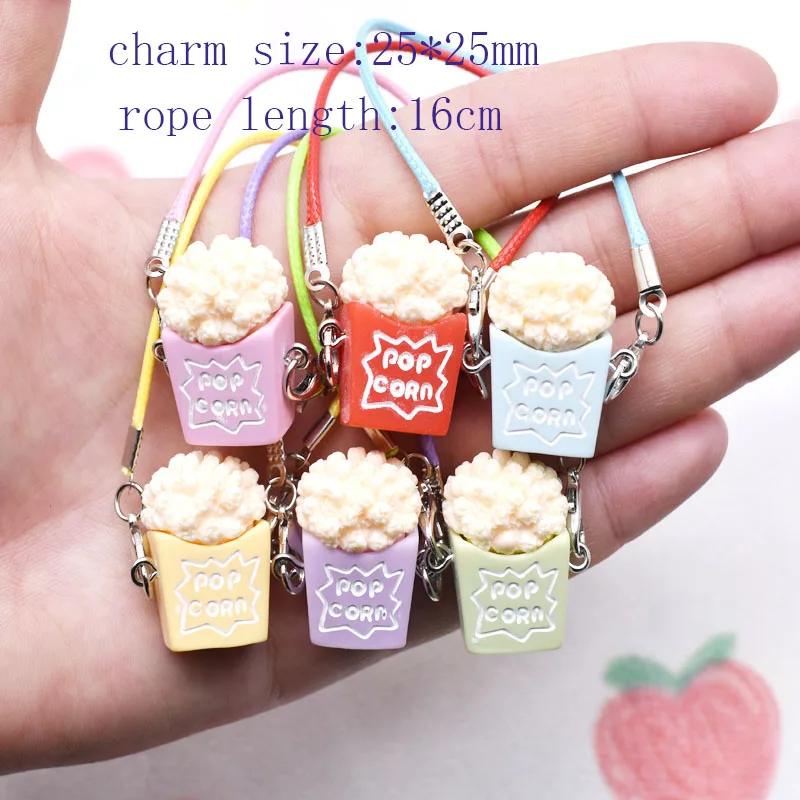 レジン製吊り下げロープカメラポップコーンチョコレート複数レジンペンダントDIYドールペンダントバッグペンダント