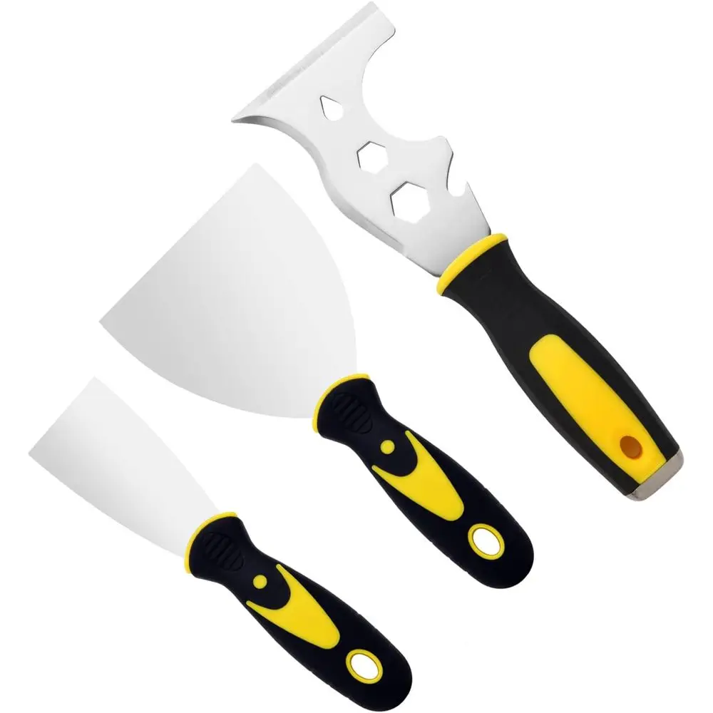 ชุดมีดโป๊ว 3 ชิ้น ขนาด 2 นิ้ว 4 นิ้ว ทำจากสแตนเลส 15-in-1 สำหรับงานทาสี ขูดวอลเปเปอร์ และซ่อมแซมผนังยิปซัม