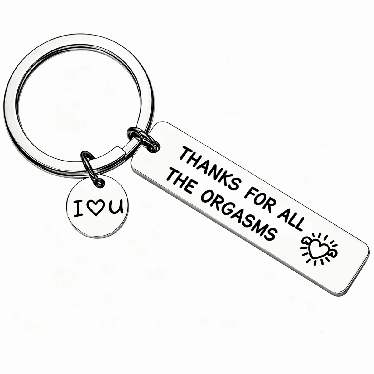 1pc Stainless Steel Funny Gift For Boyfriend Husband Thanks For All The Orgasms Gift Casual Valentine's Day Car Accessories