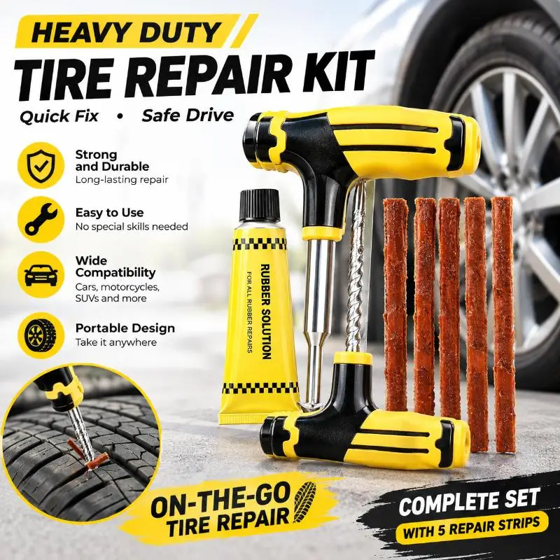 Tubeless Tire Repair Kit 4 PCS High Strength Metal ABS Tools for Car Off-Road Vehicle Emergency Tire Repair