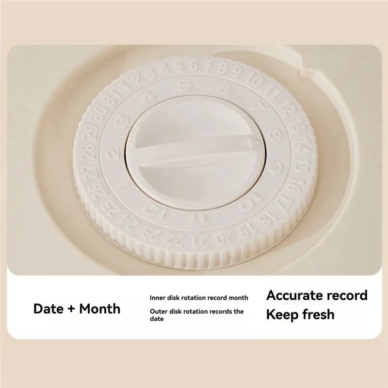 ABUN Rice Storage Container, Airtight Food Storage Bin with for Press Timer, Insect-Proof Kitchen Storage Solution, Cream Color