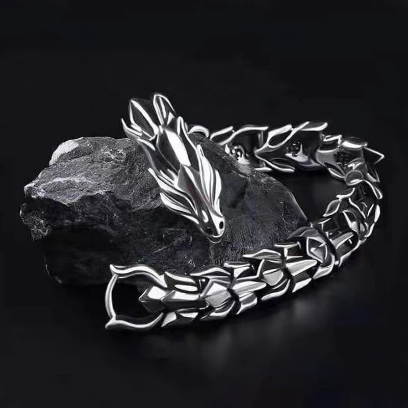 Personality Retro Dragon Bone Bracelet Creative Punk Trend Accessories Teen Men's Chain Bracelet Halloween Christmas Gifts 2023