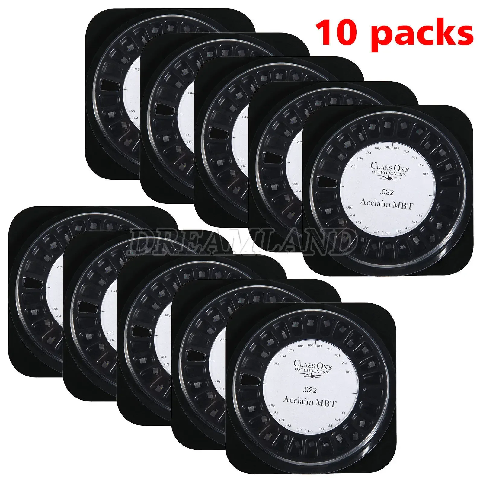 10Packs Dental Ceramic Bracket Braces MBT 022 Slot 345 hooks Orthodontic Class One
