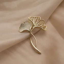 Retro Elegante Ginkgo Folha Broches Para As Mulheres Festa De Casamento Flor Broches Pin Moda Bijouterie Broche Femme Bijoux De Luxe