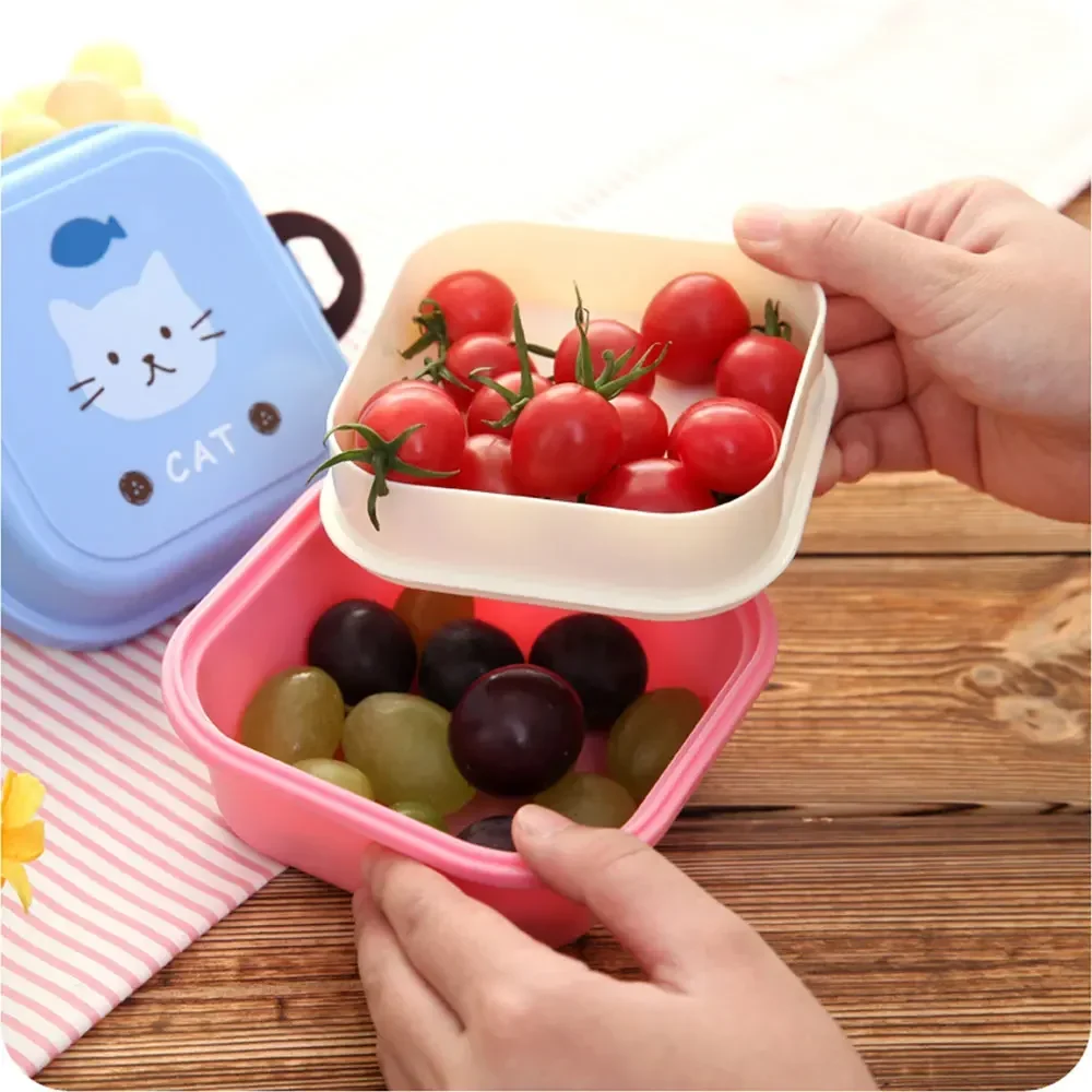 Children's Mini Cute Cartoon Food Storage Box School Portable Lunch Box Plastic Food Grade Student Gift Small Camping Cook Set view 2