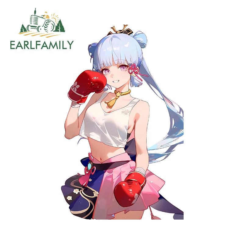 EARLFAMILY 13cm × 12.1cm Kamisato Ayaka Genshin Impact Boxer Car Stickers Attractive Fashionable Graffiti Decals Vinyl Car Wrap