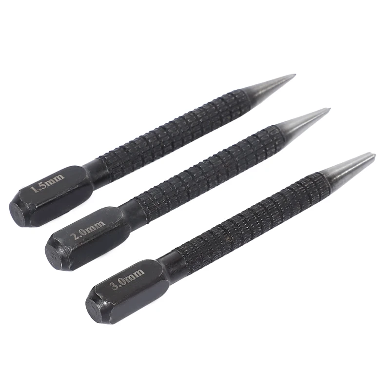 3Pcs High-Carbon Steel Center Punch Set 10Cm Non Slip Center Punch For Alloy Steel Metal Wood Marking Drilling Tool