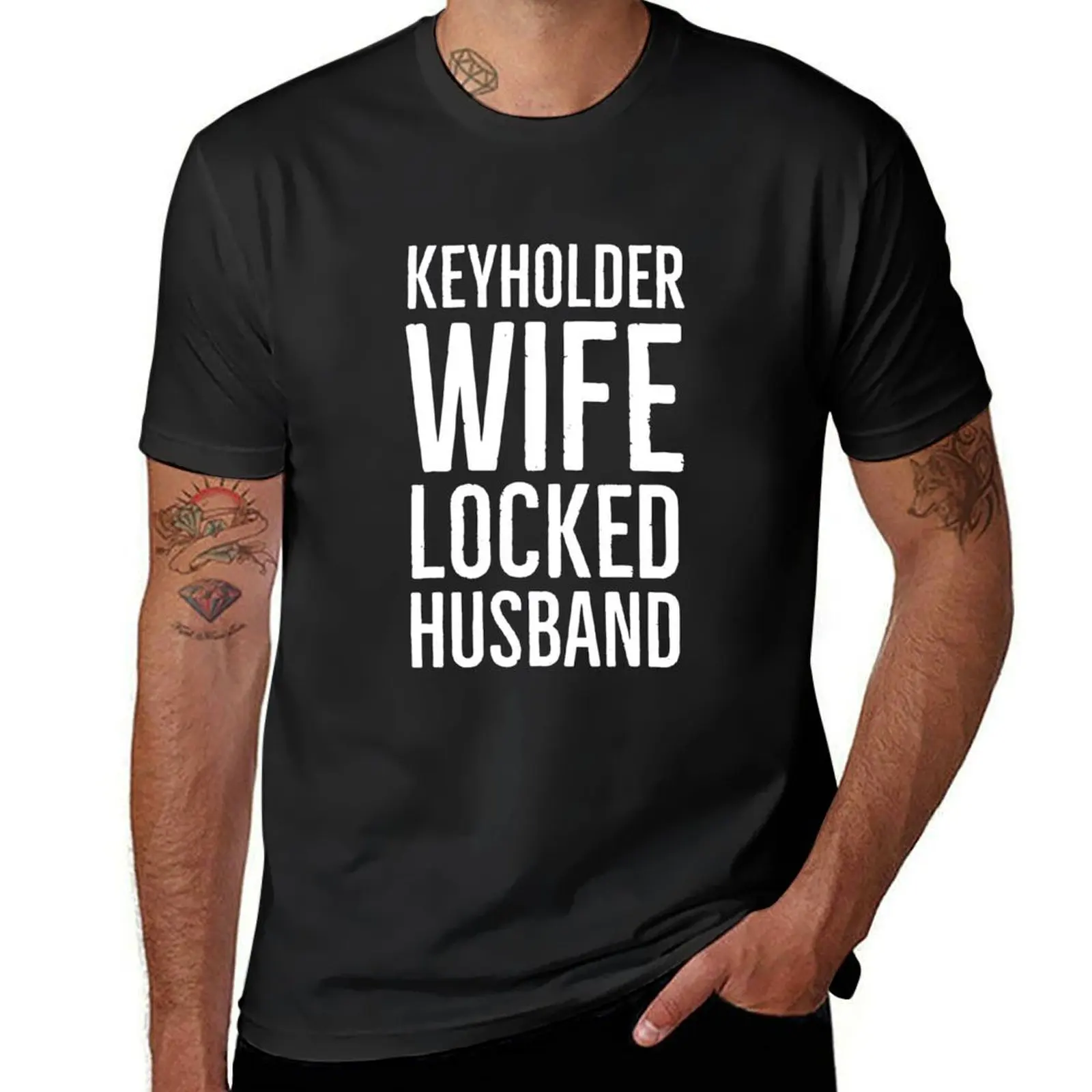 Key Holder Wife Locked Husband T-Shirt blanks blacks mens clothes