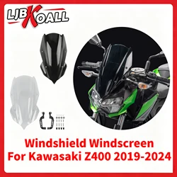 Sports Windshield Windscreen for Kawasaki Z400 2019-2024 Motorcycle Wind Deflector Visor Viser with Bracket Z 400 Accessories