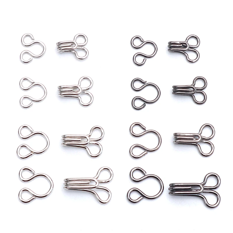 100 Pcs Sewing Hook And Eye Latch Set 11.5-17mm Large Hooks And Eyes Closure For Bra Clothing Trousers Skirt Sewing DIY Craft