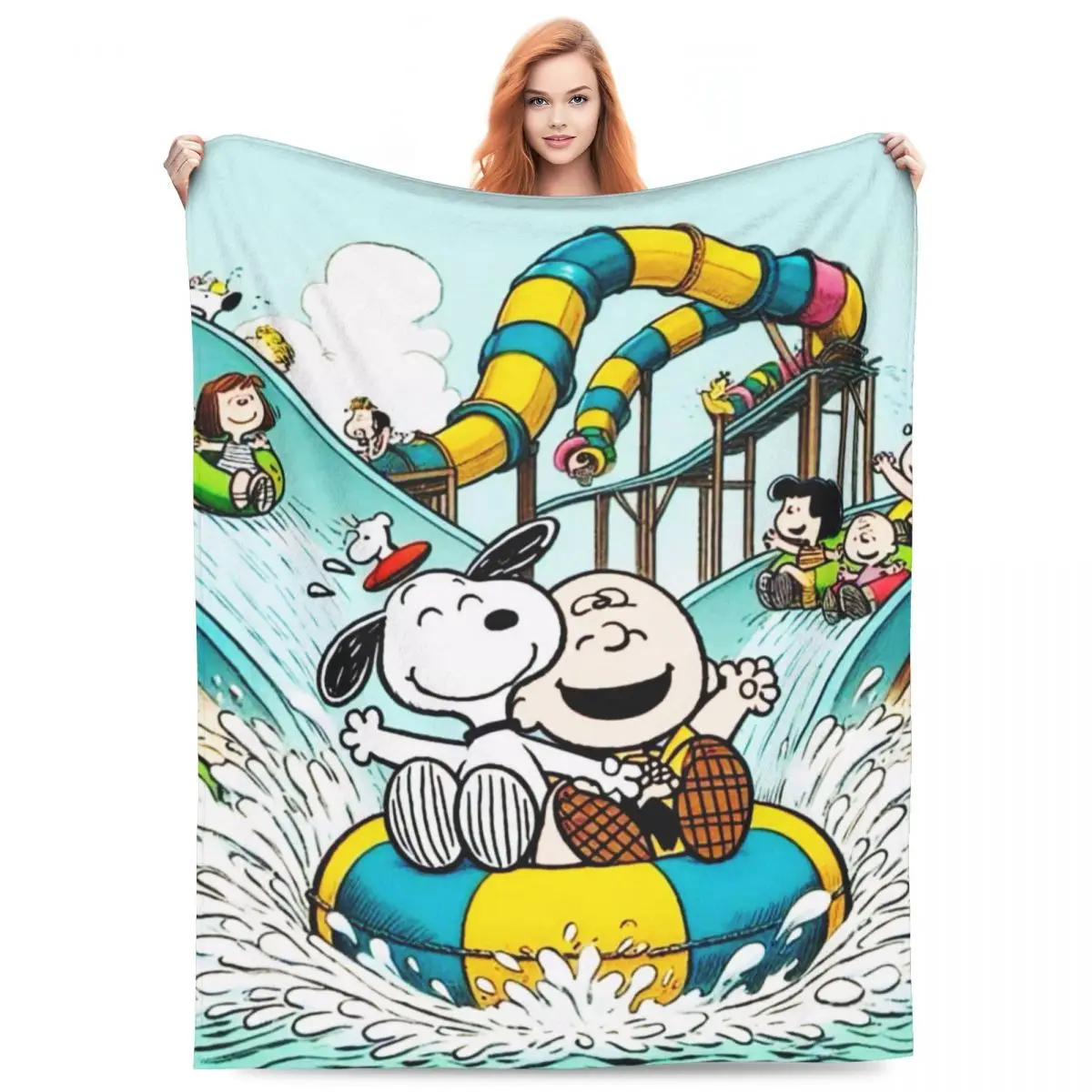 Warm Soft Blankets Decorative Snoopy Amusement Park Throw Blanket Flannel Bedspread For Couch Chair Street Trend Sofa Bed Cover