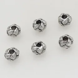50pcs/Lot Retro Woven Pattern Oval Big Hole Loose Beads 8mm Handmade Braided Bracelets Beards/Wig Bead Spacers DIY Jewelry Make