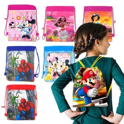 12pcs/lot Disney Princes Theme Happy Birthday Party Kids Girls Boys Favors Mochila Non-woven Fabrics Drawstring Gifts Bags