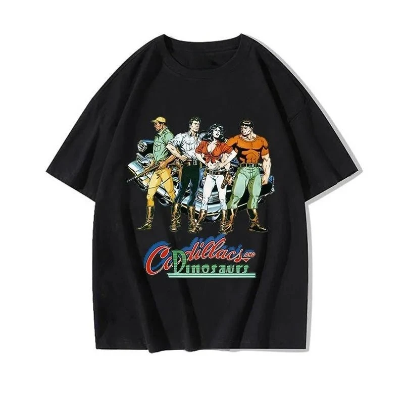 

Arcade Game Dinosaur Kombat Printed T-Shirt Men's Nostalgic Style Men's Summer Cotton Trendy Men's Short T