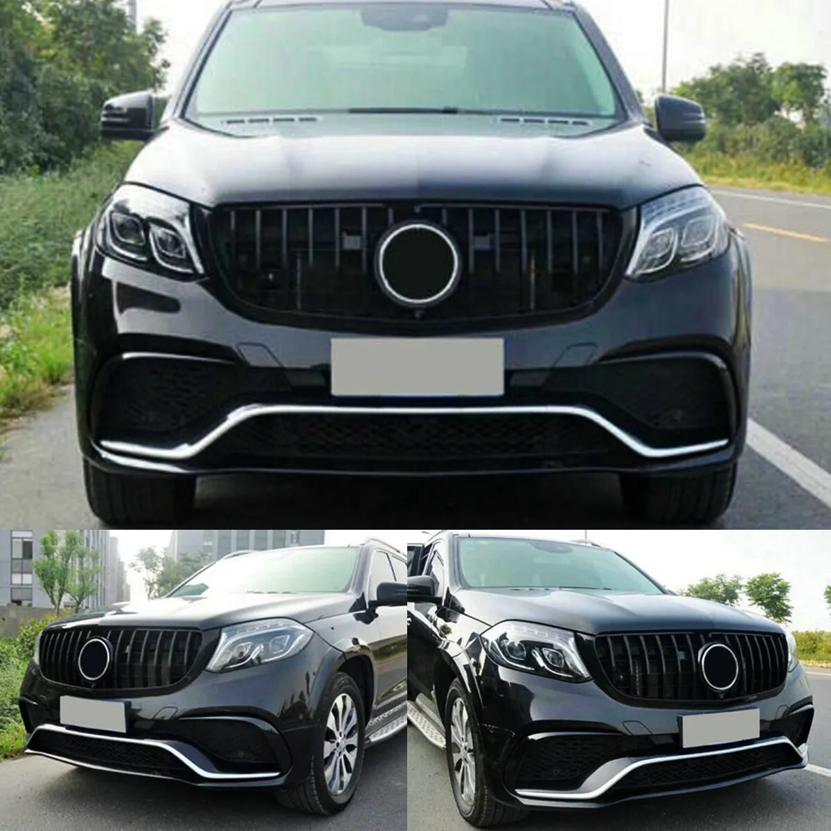 

GT Style Bumper Grille For Mercedes Benz GLS Class X166 350 GLS400 GLS500 2016 2017 2018 2019 Front Bumper Gloss Black Grille