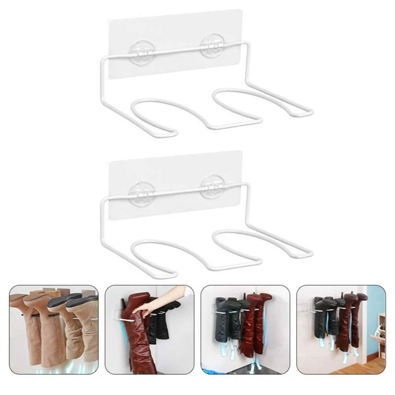 

2Pcs Boot Rack High Tall Boots Storage Organizer Wall Mounted Shoe Holder Shelf Boot Shapers Suppor Easy To Use