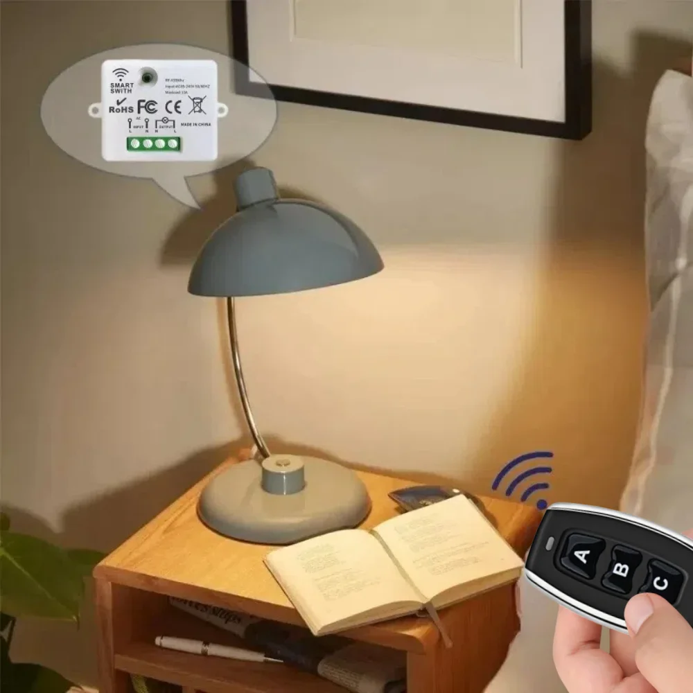 KEBIDU 433 Mhz รีโมทคอนโทรลไร้สาย AC 110 V 220 V 10A รีเลย์ 1CH Receiver Controller และ 3 ปุ่ม RF 433 Mhz เครื่องส่งสัญญาณ