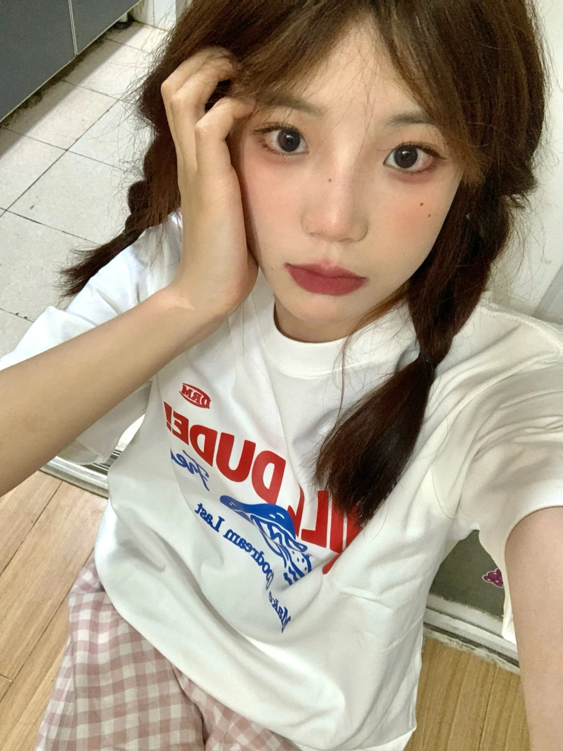 

Summer Fre Printed Women's T-irt White Sandwich Kids Cartoon Casual High-End Feeling Top Trendy Cotton 00% Material
