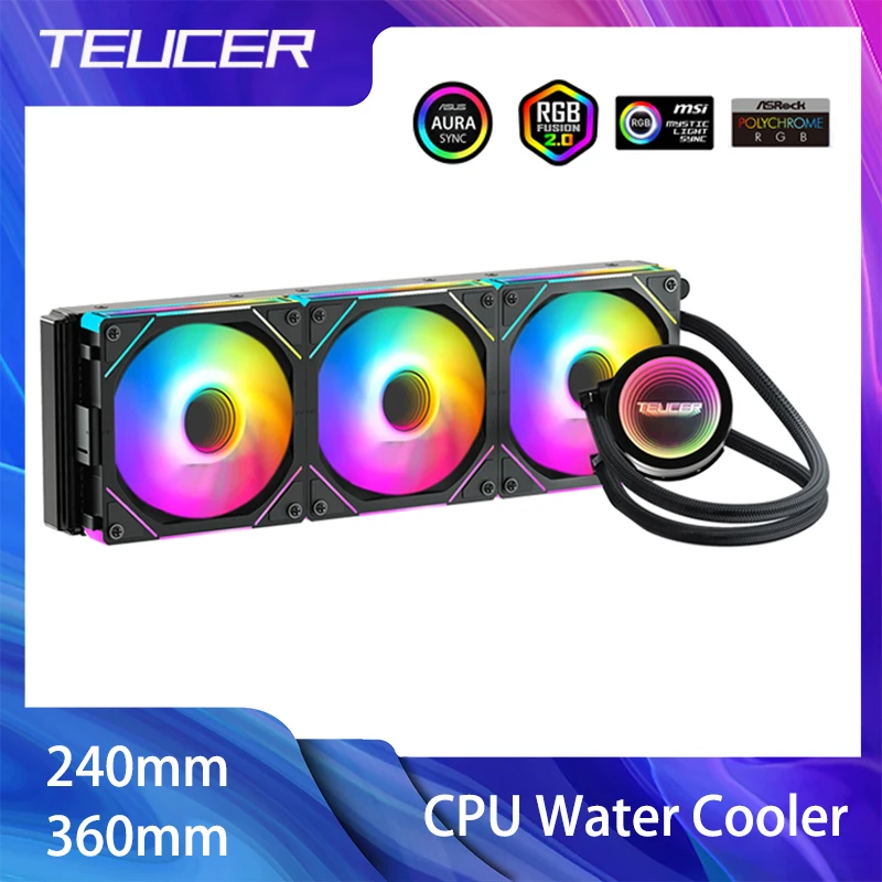 Wodna chłodnica procesora TEUCER z wentylatorem JM-1 All In One Chłodzenie cieczą procesora 240 mm/360 mm ARGB Chłodzony wodą radiator do płyty głównej X99
