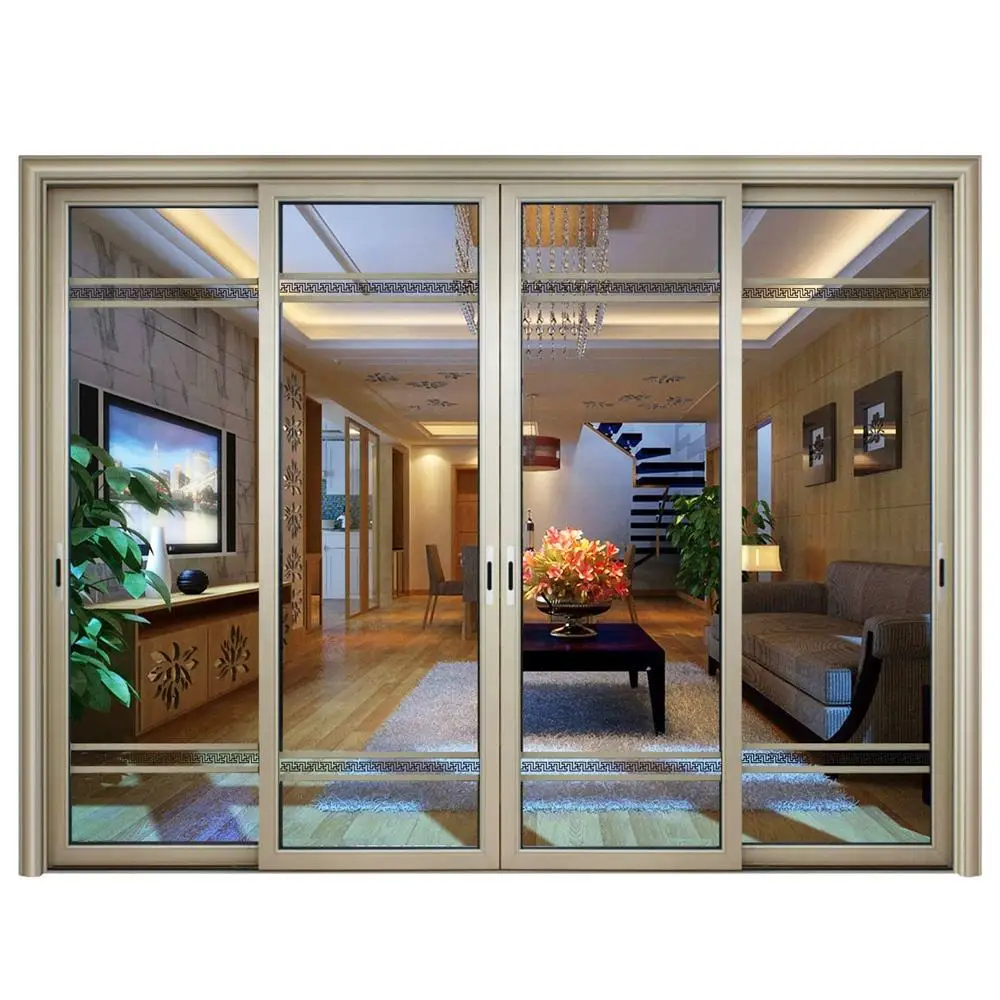 

Fashion Design Modern Large Size Patio Sliding Door Aluminum Alloy Frame Double Layer Glass Doors Living Room Partition Doors