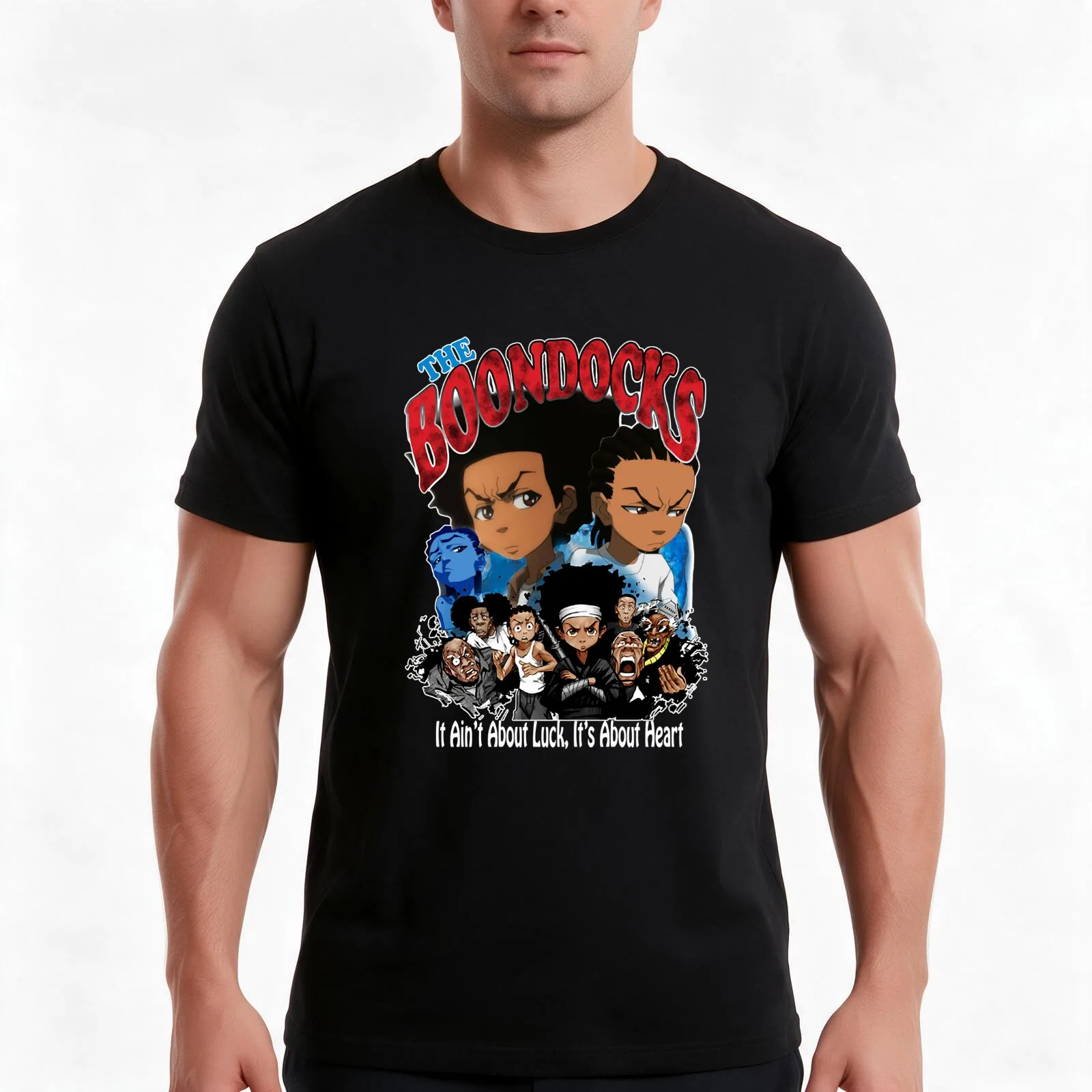 Boondocks comedy sitcom T-Shirt Summer Casual Cotton Tee Oversized Streetwear Tops Vintage Graphic Print Unisex Men Women