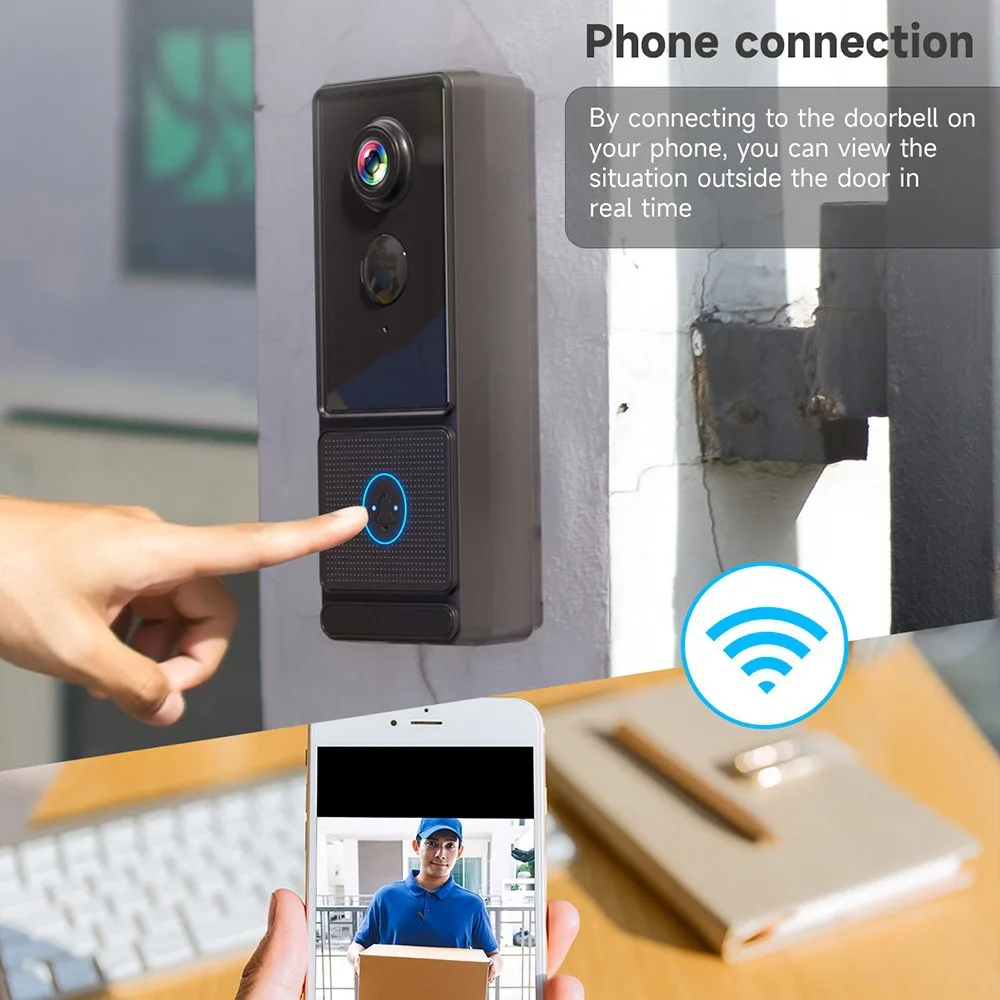 1080P HD Smart Home PIR Video Doorbell WiFi Outdoor Wireless Door Bell Waterproof Battery Intercom Door Bell Phone Video Camera