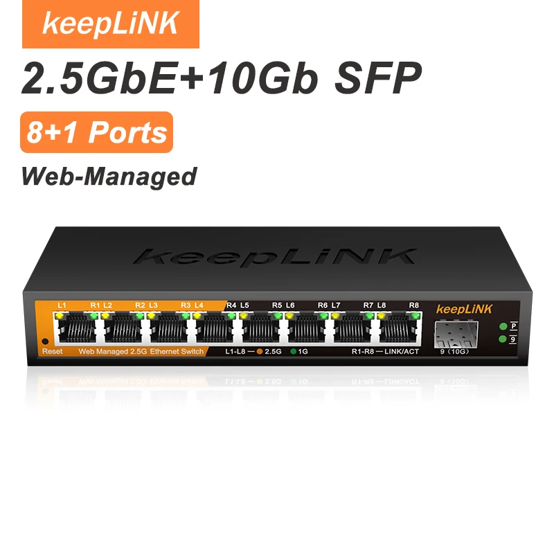 

KeepLiNK KP-9000-9XHML-X 2.5Gb Managed Switch with 8-port 2.5Gb Ethernet 1-port 10G SFP+