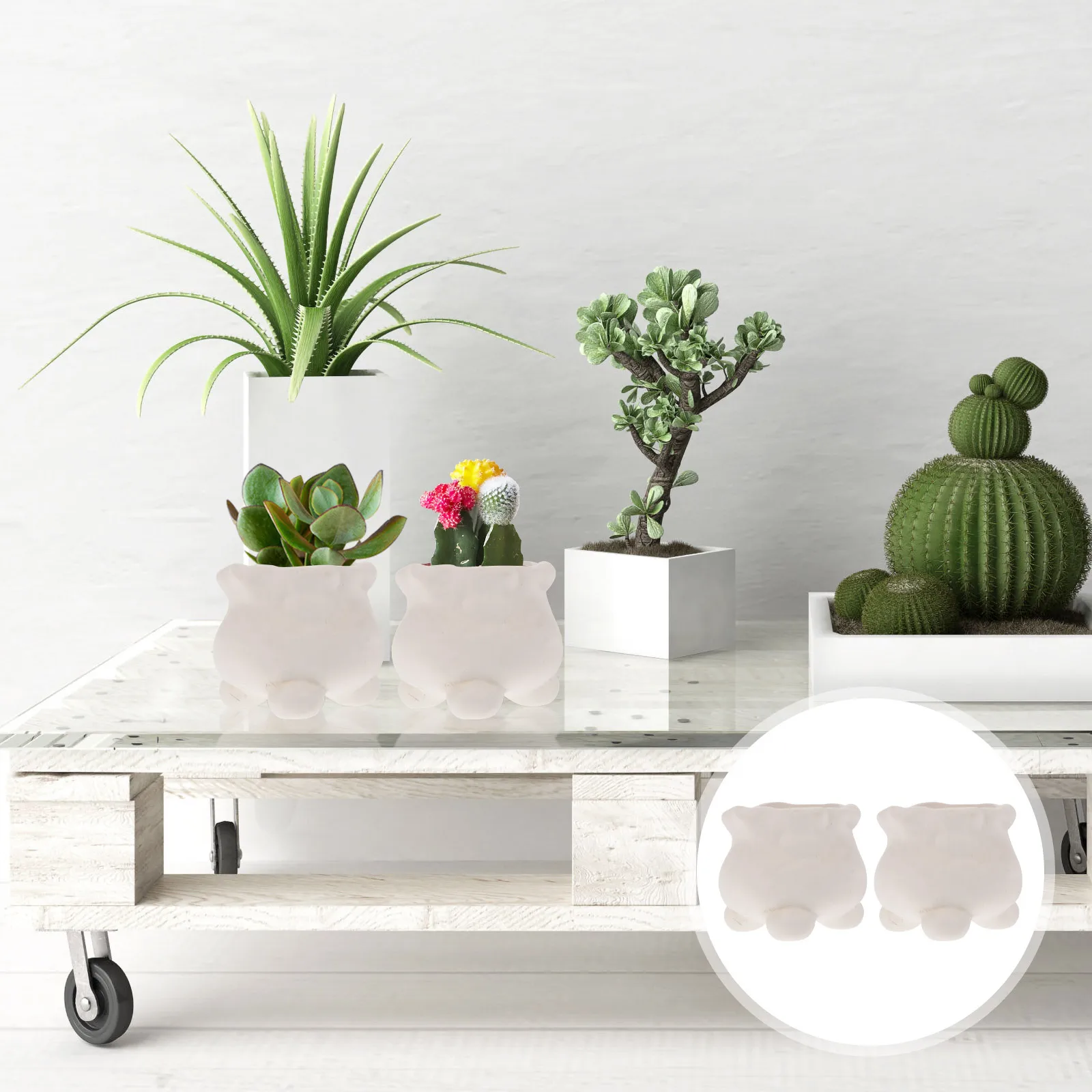 

2pcs Ceramic Flowerpots Diy Graffiti Pots For Paintable White Pots Craft Activity Set Kindergarten Classroom Home