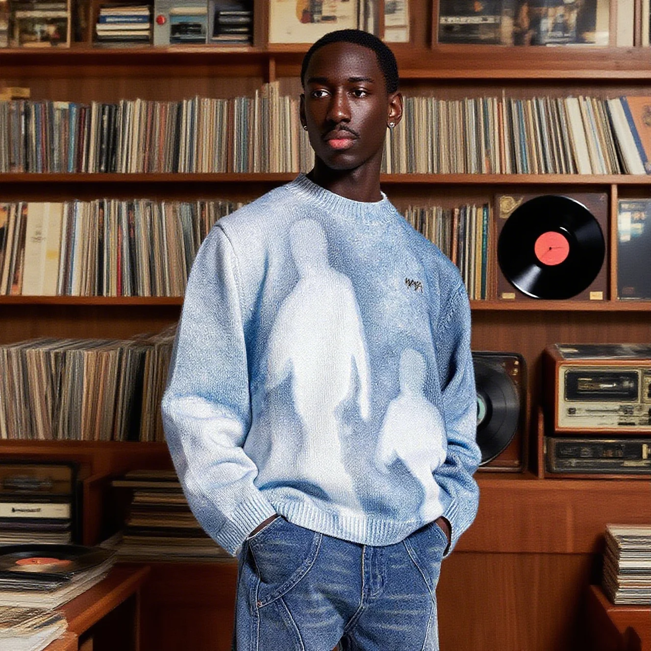 

Unisex Casual round Neck Sweater Street Style High Design Knitted Loose Top European American Fashion