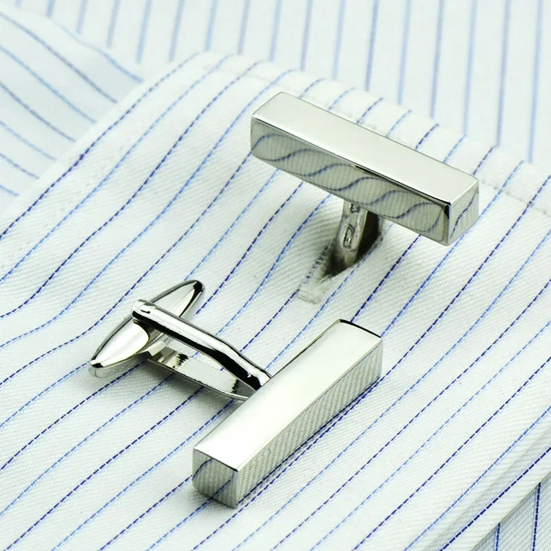 

Long Column Pure Metal Rectangular Cuboid Cufflink French Shirt Sleeve Nail Business Wedding Simple Casual Personality Jewelry