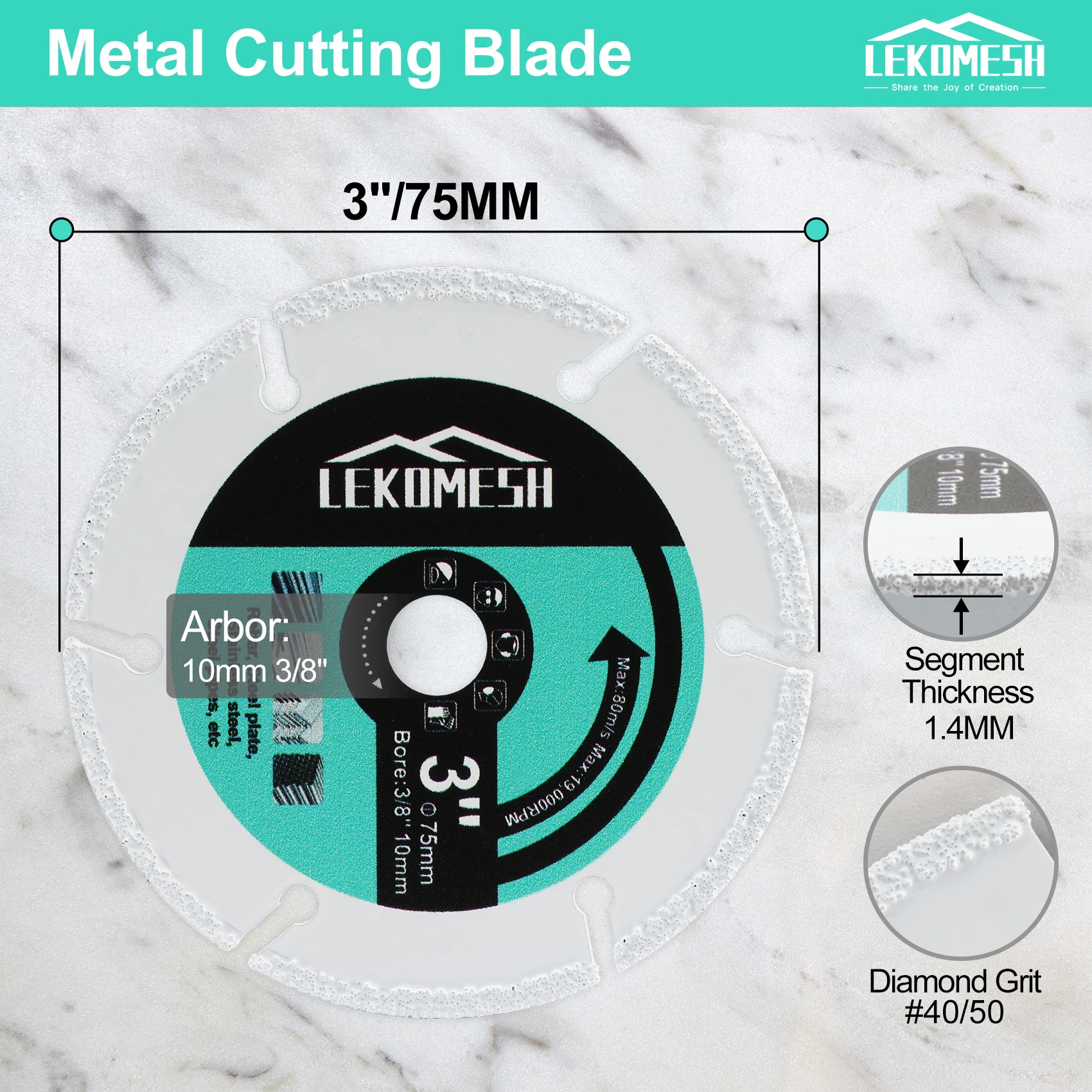 LEKOMESH Dia75mm Diamond Cutter Disc 1/2/3 pcs Cutting Steel Tube/Pipe Iron Rebar Angle Steel Stainless Steel Mini Cutting Disc