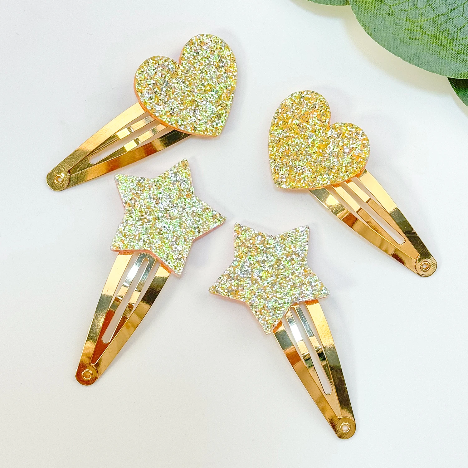 10/20pcs Sparkly Star Hair Clips Kids Glitter Heart Hairpins Girls Alloy Snap Barrettes Clips Kids Children Hair Accessories