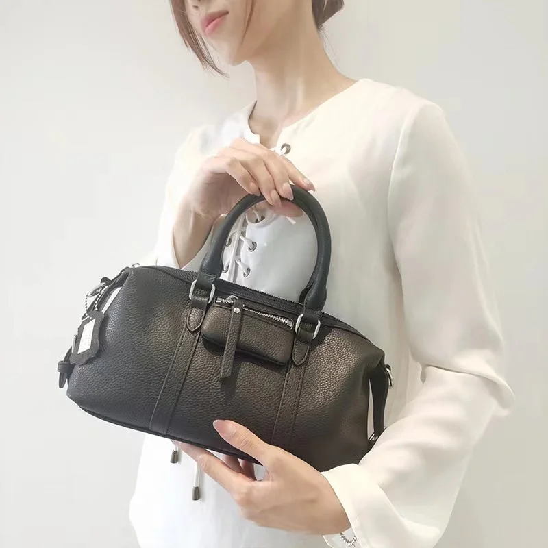 Genuine Leather Women\'s Bag New Handbag Versatile Fashion Messenger Bag Single Shoulder Cylinder Bag