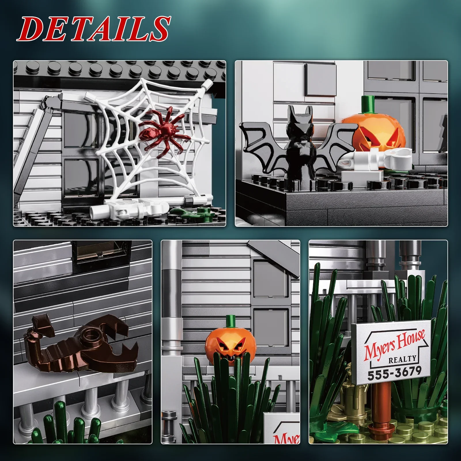 MOC Horror Movie Iconic Street Architecture Model Michael Myers House Building Block Set giocattoli fai da te per bambini regalo di Halloween