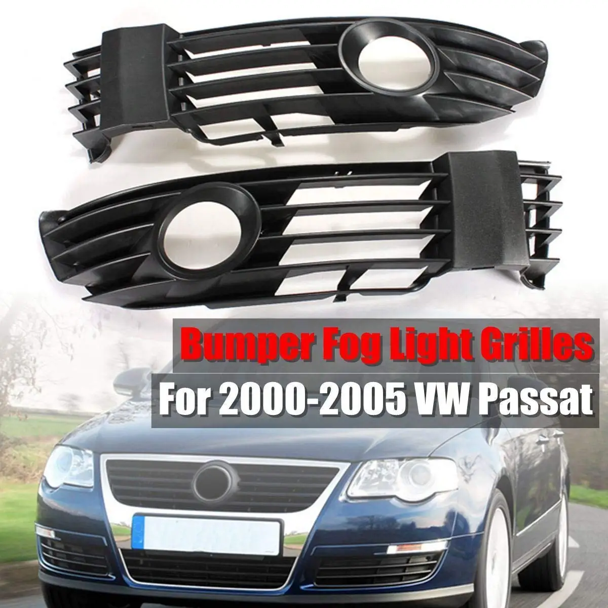 1Pair Front Lower Bumper Fog Light Grille Grill LH&RH for Volkswagen VW Passat B5.5 2000-2005