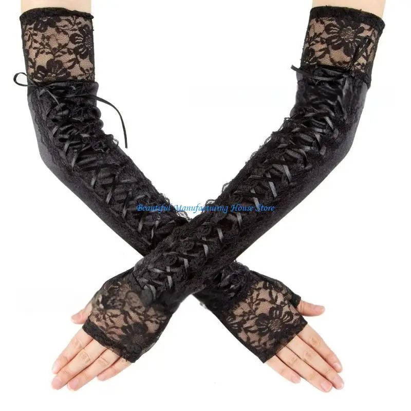 E56A قفازات نسائية 1920s قفازات نصف اصبع لزي الزفاف لعشرينيات القرن العشرين #3