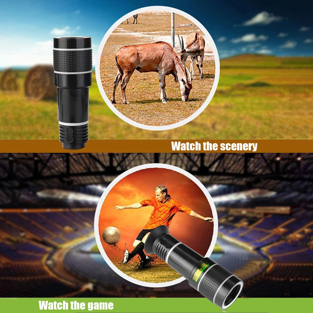 Universal 20X Optical Zoom Camera External Telescope Lens with Clip for Mobile Phone for Watch Football Scenery Game