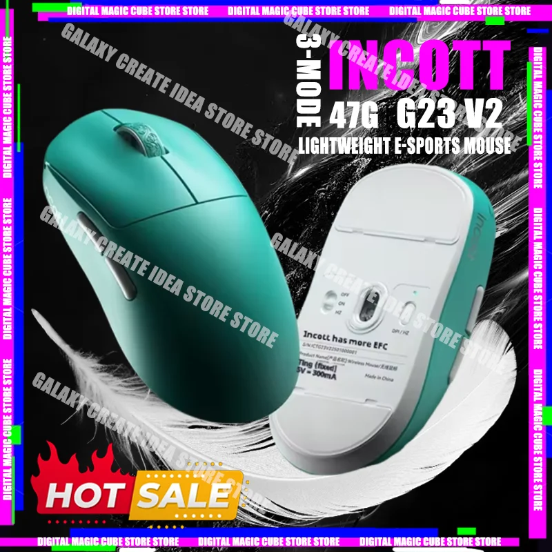เมาส์เกมมิ่ง NEW INCOTT G23 V2 รุ่น PAW3395 ไร้สาย 3 โหมด น้ำหนักเบา 47 กรัม อัตราการตอบสนอง 8000Hz ความหน่วงต่ำพิเศษ ปรับแต่งได้