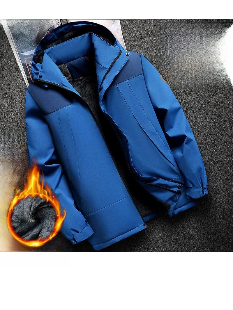Men's Winter Thickened Fleece Lined Cotton Jacket Outdoor Work Cold Resistant Polyester Fiber Standard Fit Business Casual Coat