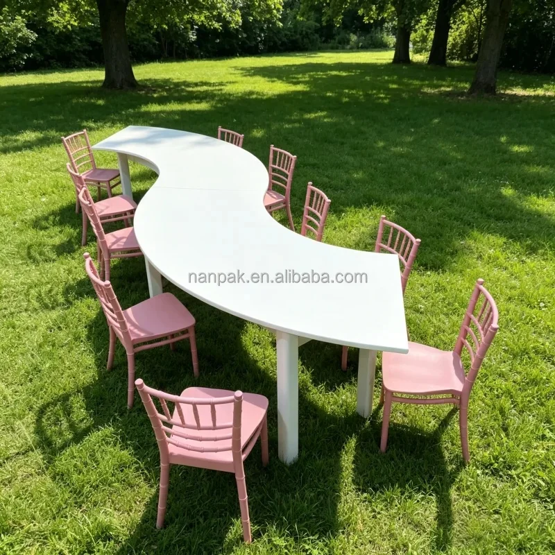 Enchanting Pastel S-Shaped Kids Wave Party Table& Flower Event Chairs  2 in 1 Playroom Decor for Outdoor Event&birthday Nursery