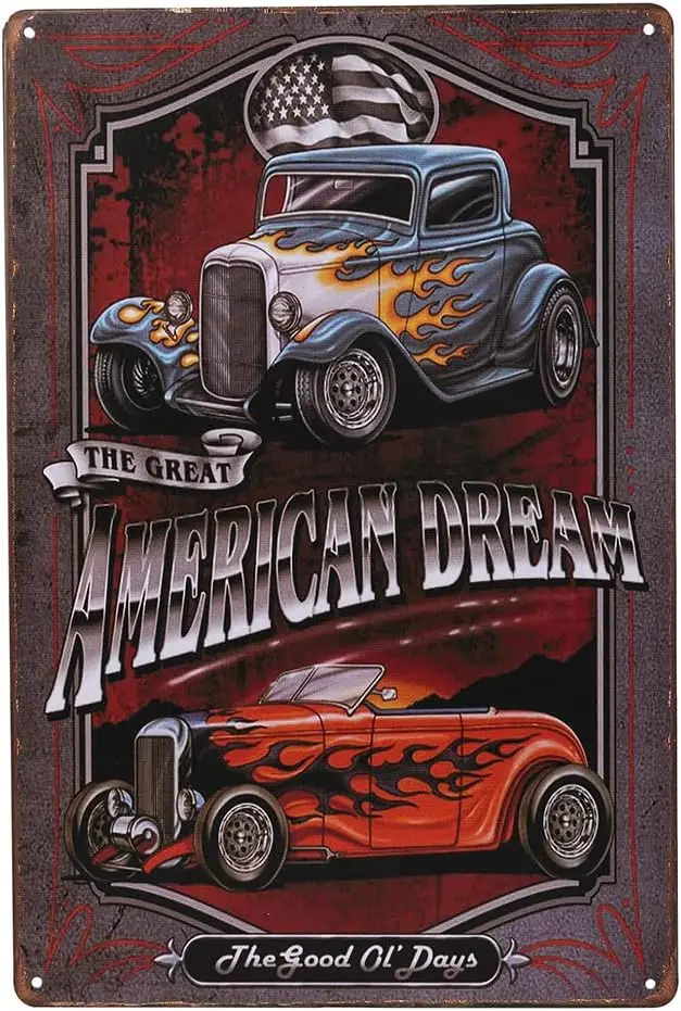 -Amerikanischer Traum Zinn Zeichen Hotrod Vintage Auto Metall Poster Druck Garage Shabby Chic Wand dekor Bar Diner