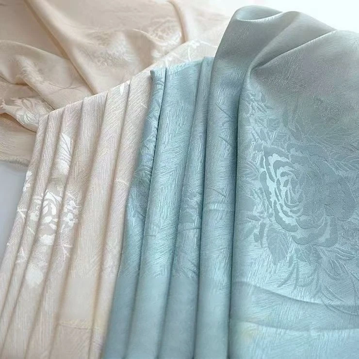Printed Flowers Pattern Satin Jacquard Fabric By Meters for Cheongsam Hanfu Sewing Micro Elastic Plain Soft Textile Smooth Silky