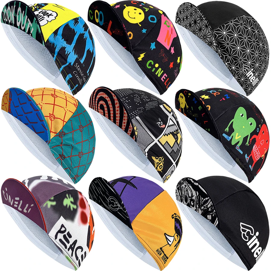 New cycling cap, polyester sweat absorption, fashion trend, unisex, graffiti