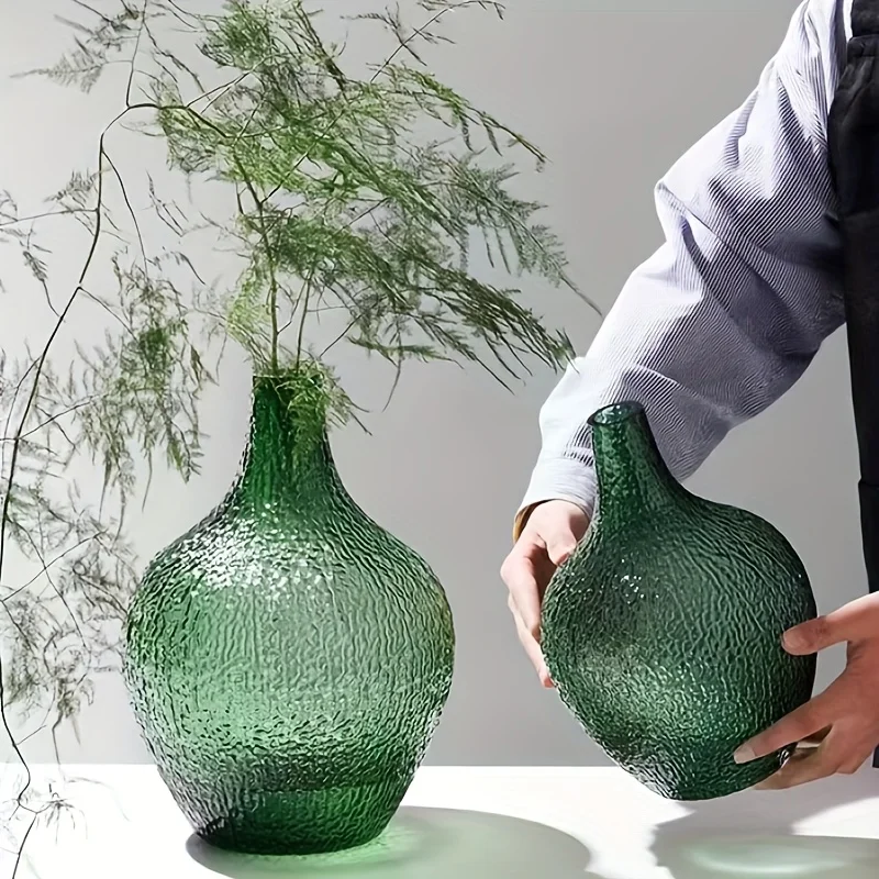 Single Elegant Slim Neck Glass Vase - Luxury Modern Cylindrical Vase with Smooth/Textured Glass for Décor, Centerpiece