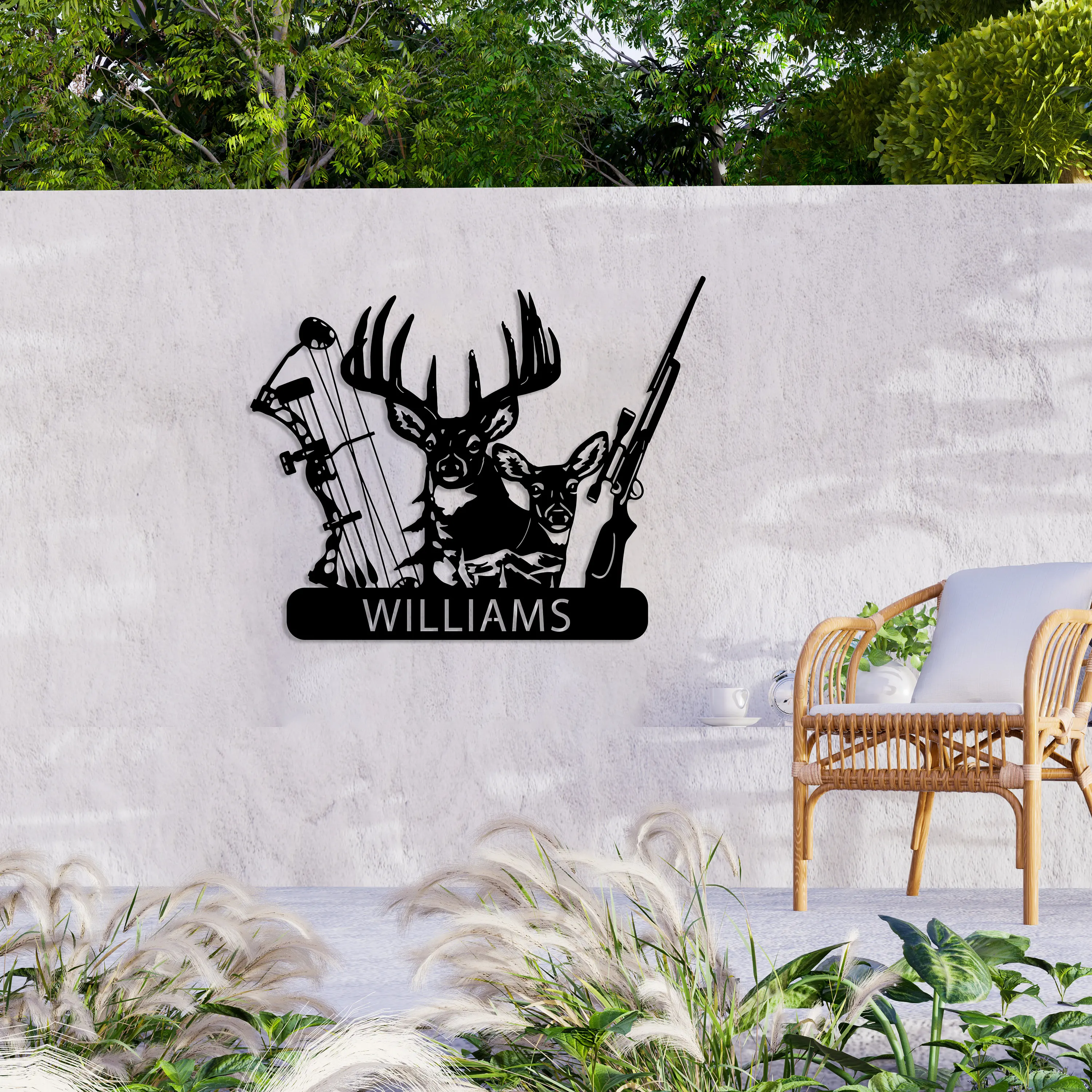 Custom Deer Hunter Metal Sign Personalized Bow Sign Deer Hunting Wall Hunter Gift Cabin Sign
