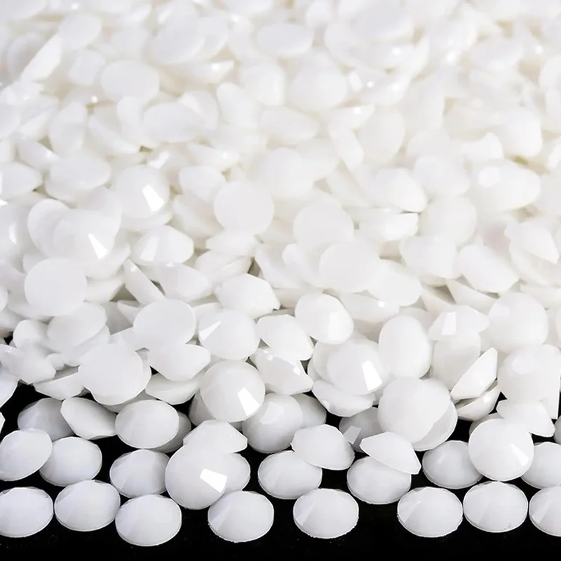 Pure White Flatback Resin Jelly Rhinestones 2mm 3mm 4mm 5mm 6mm Drill Faux Gems Bead for Crafts DIY Nail Art Charms Supplies
