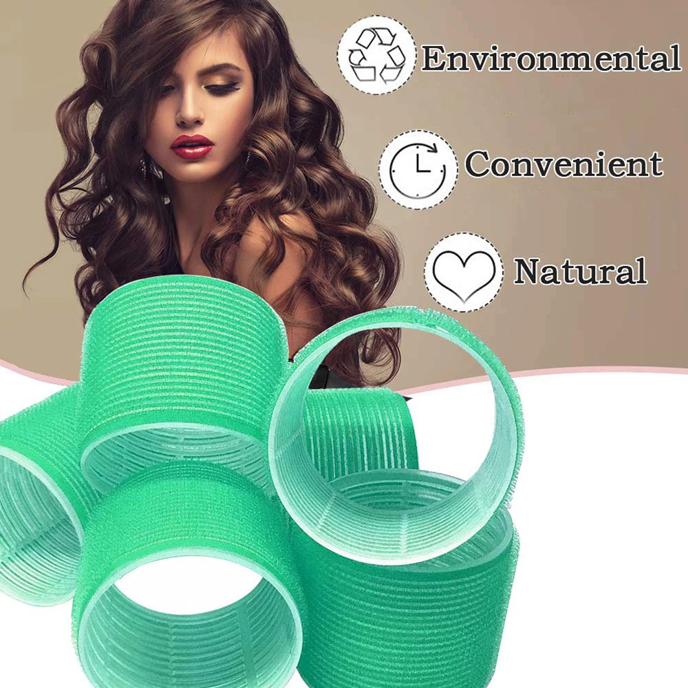 6Pcs/Bag Hair Rollers Self Grip Hooks Hair Curlers Heatless Rollers Salon Dressing Curlers Sticky Hair Styling Tools Jumbo Sizes view 4