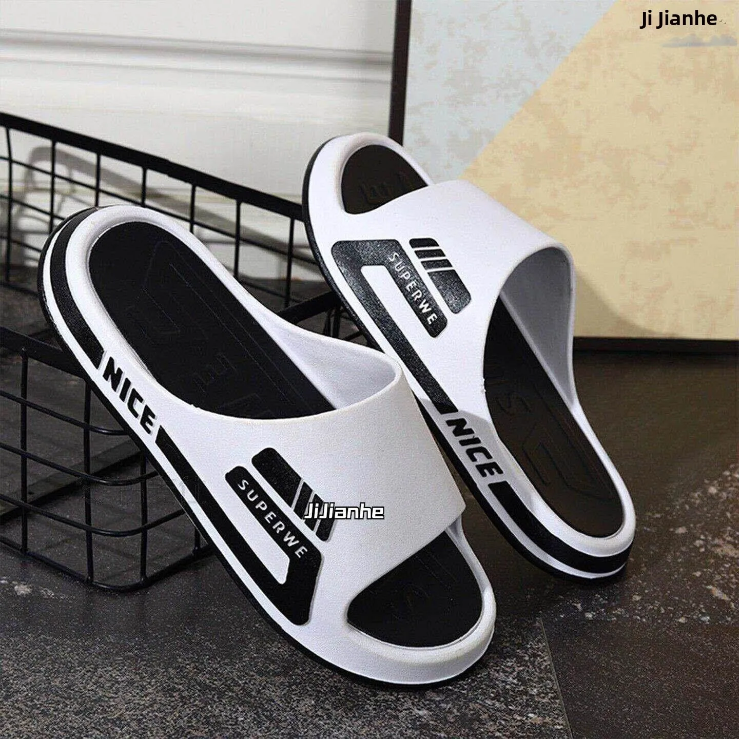 

Men's Summer Outdoor Indoor Home Anti-slip Wear-resistant Slippers round Head PVC Material Comfortable Home Slippers